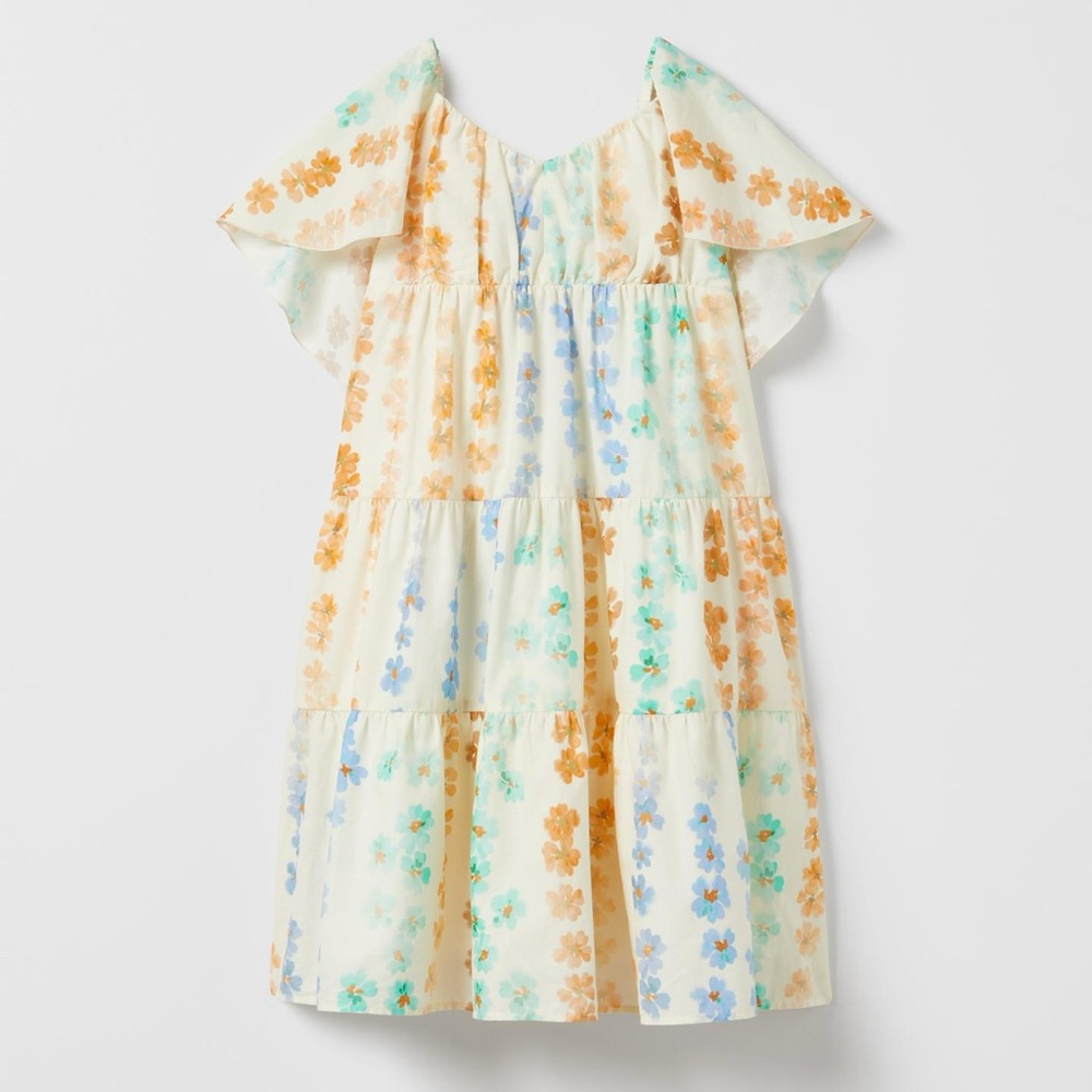 Zara Kids Floral Casual Dress - Cream, Orange, Blue